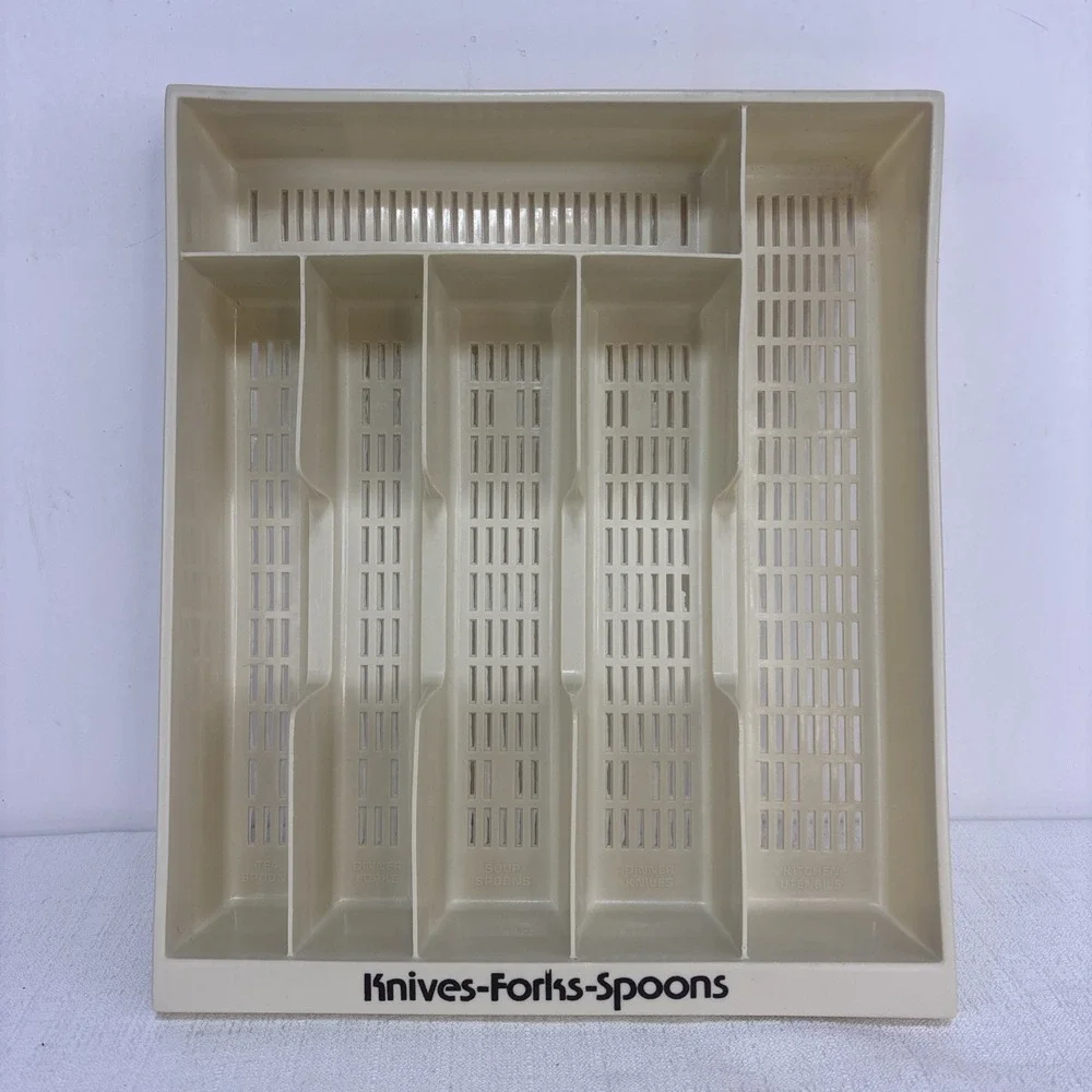 VTG Knives Forks Spoons Flatware Kitchen Drawer Organizer 6 Slot Plastic Tray